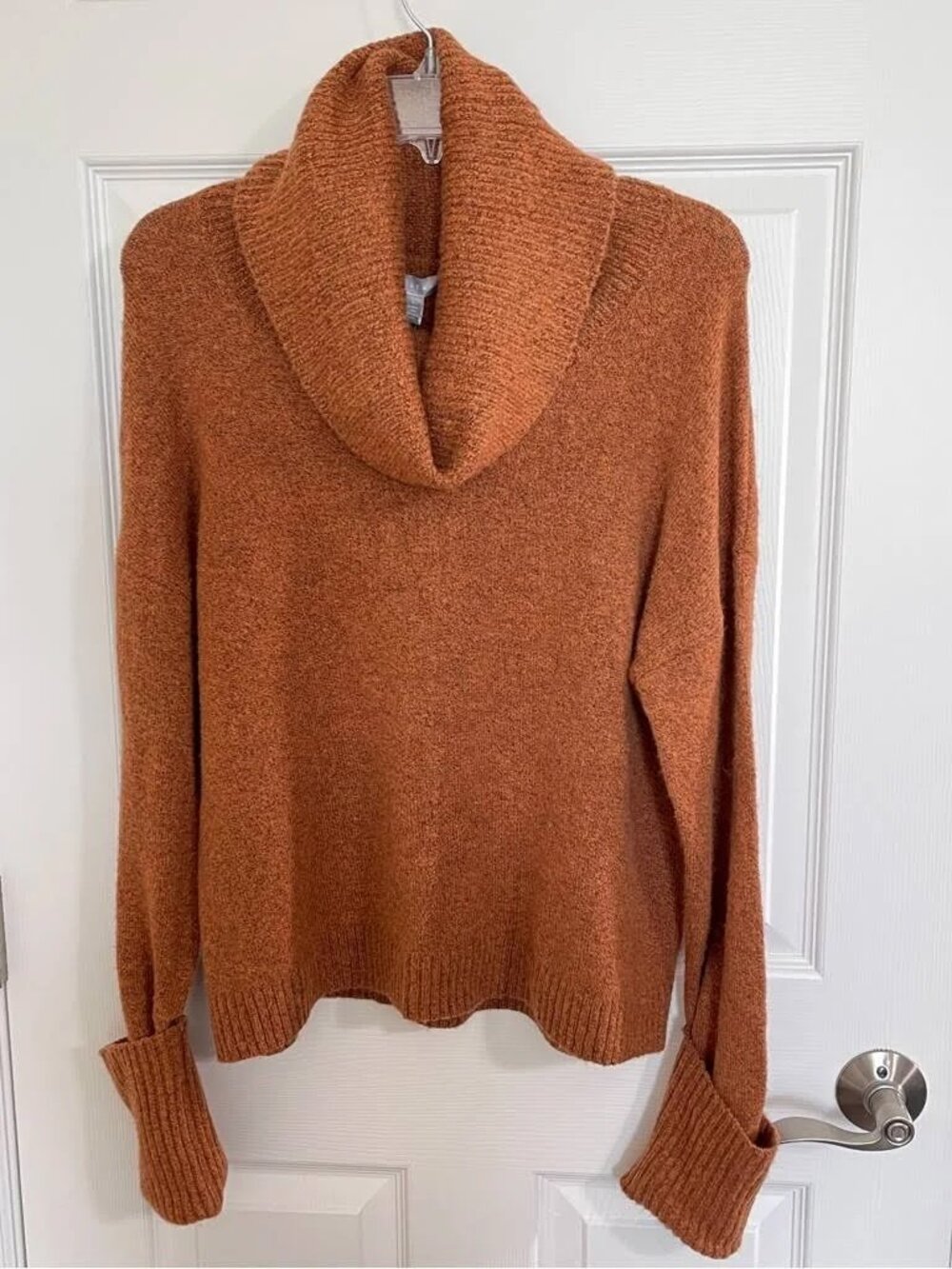 Chelsea28 Cowl Neck Sweater, Large, Warm Orange